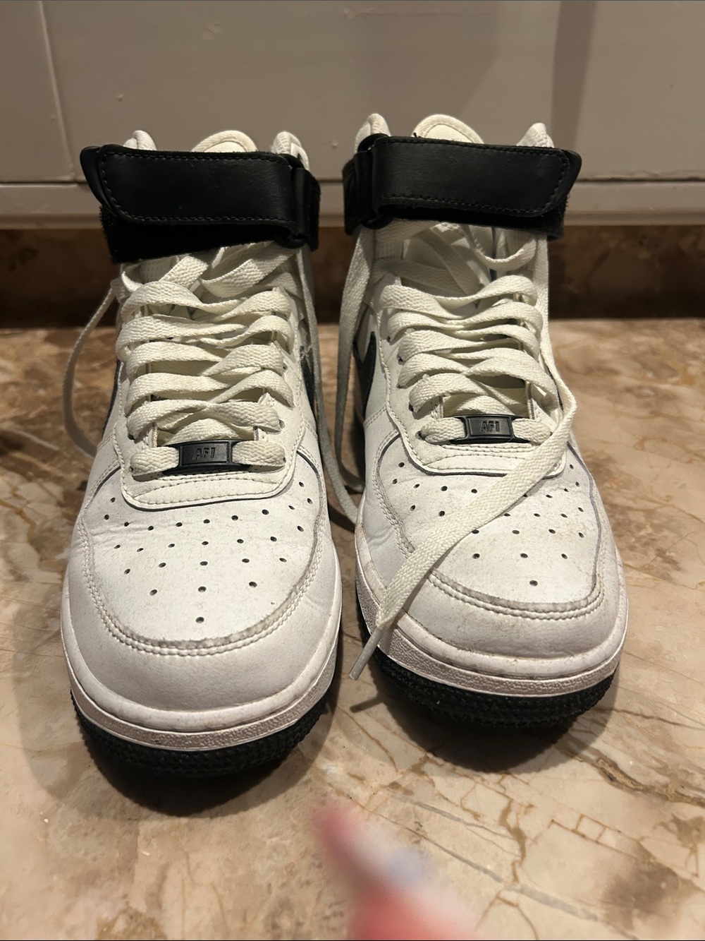 Nike White and Black High-Top Athletic Shoes